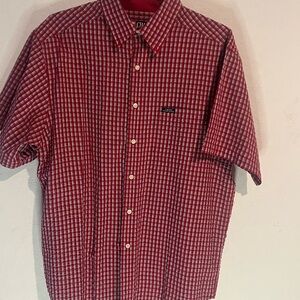 Ralph Lauren Red and White Plaid Short-Sleeve Button-Down Shirt